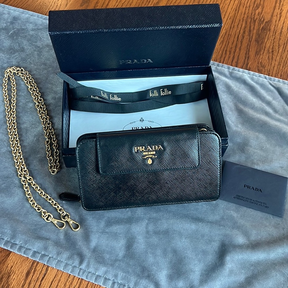 Prada phone holder clutch